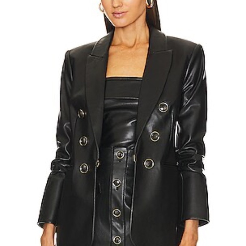 Veronica Beard Beacon Dickey Faux Leather Blazer